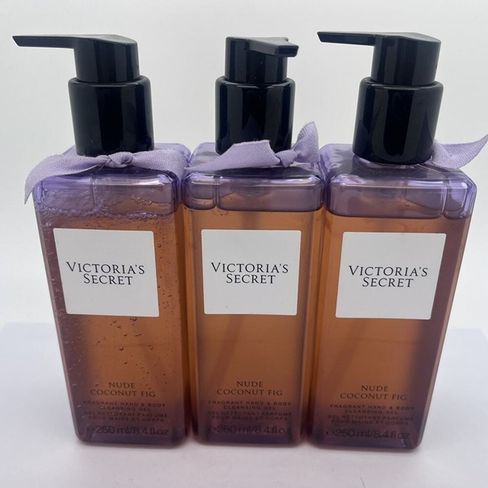 NUDE COCONUT FIG Victoria's Secret Fragrant Hand & Body Cleansing Gel - LOT of 3